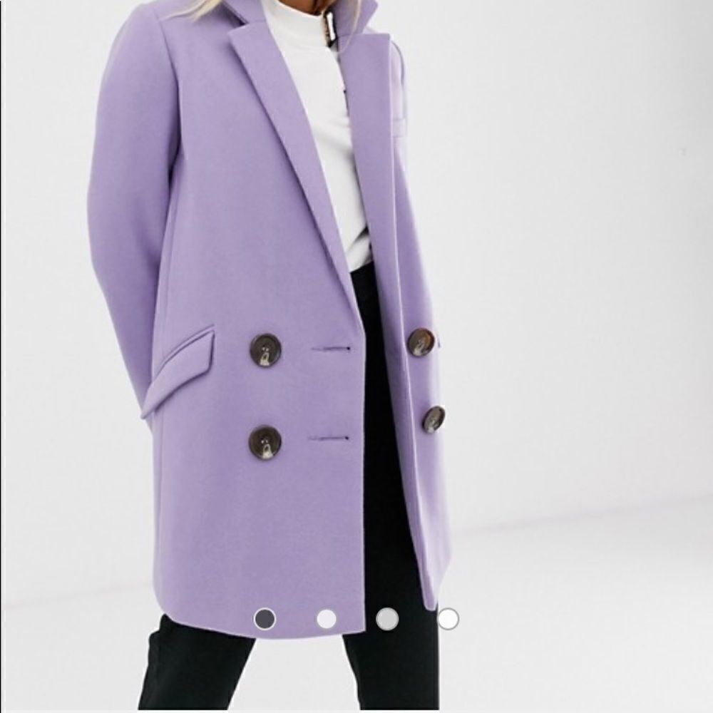 NWT ASOS Ecru Double-breasted Poly Coat - Picture 12 of 12